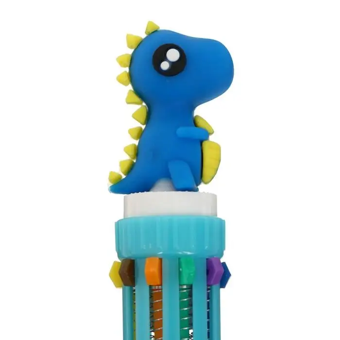 Ручка шариковая автоматическая 10-ти цветная, Ручка шариковая автоматическая 10-ти цветная, "Динозавр", цвет синий, в пакете