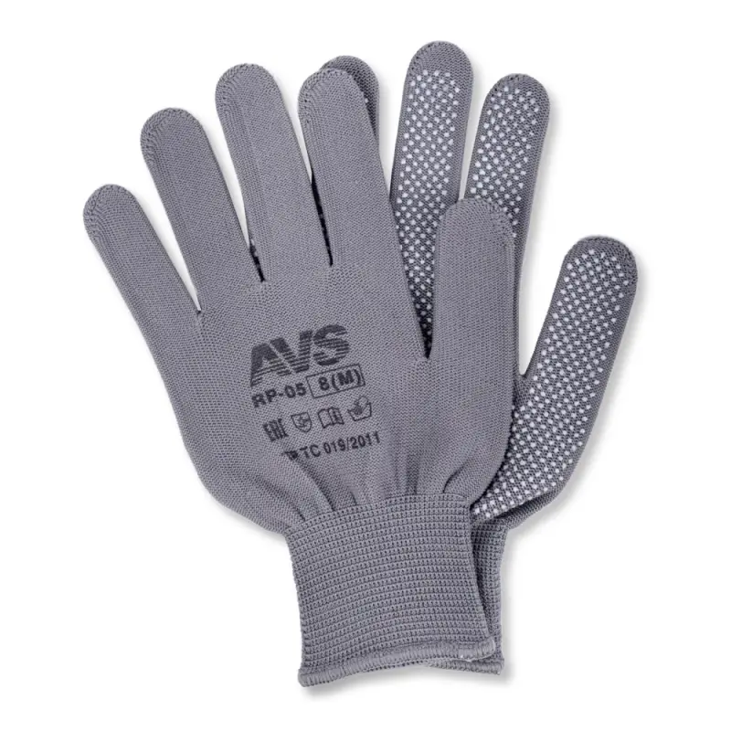 Перчатки нейлоновые с ПВХ (серые) 1 пара AVS RP-05
