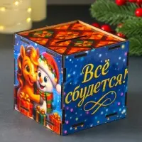 Новогодняя копилка куб "Снеговик с коняшкой" 10х10х10 см (набор 7 деталей)