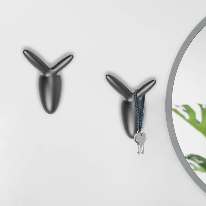 Крючок мебельный CAPPIO RABBIT, двухрожковый, цвет черный