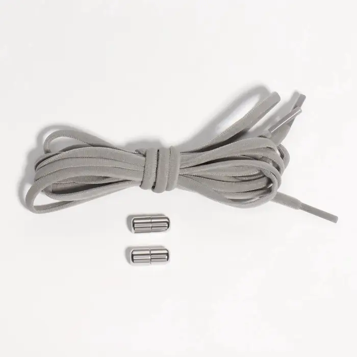 Шнурки для обуви, пара, круглые, с фиксатором, эластичные, d=5 мм, 100 см, серые