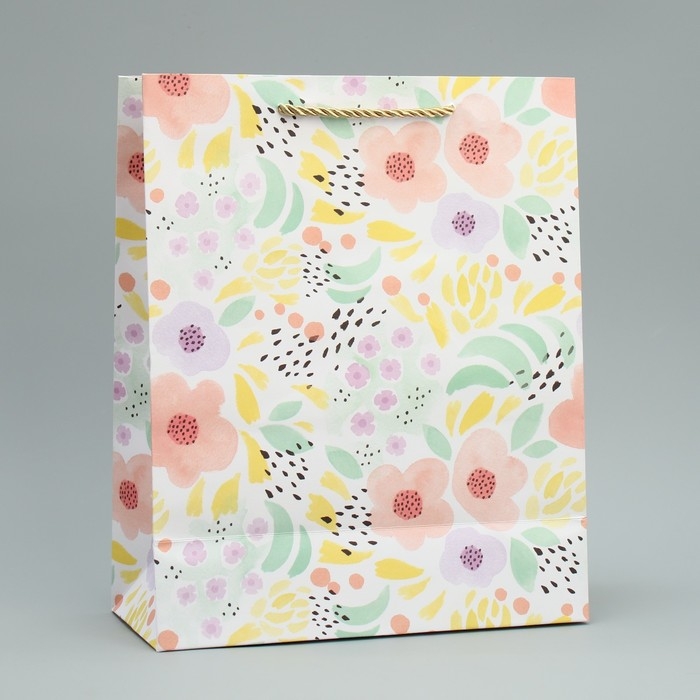 Пакет подарочный, упаковка, &laquo;Цветы&raquo; 32 х 26 х 12 см