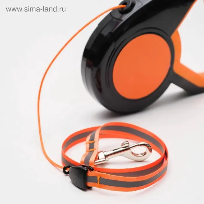 Рулетка &laquo;Пижон&raquo;, 5 м, до 25 кг, светоотражающая, трос, прорезиненная ручка, оранжевая