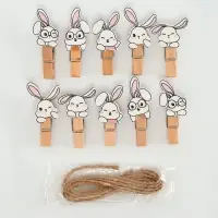Прищепки декоративные с верёвкой для подвеса &laquo;Зайчики&raquo; набор 10 шт. &mdash; 1.5&times;12&times;14 см