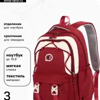 Рюкзак школьный, для 5 класса, мягкий, 29&times;14&times;44 см, бордовый