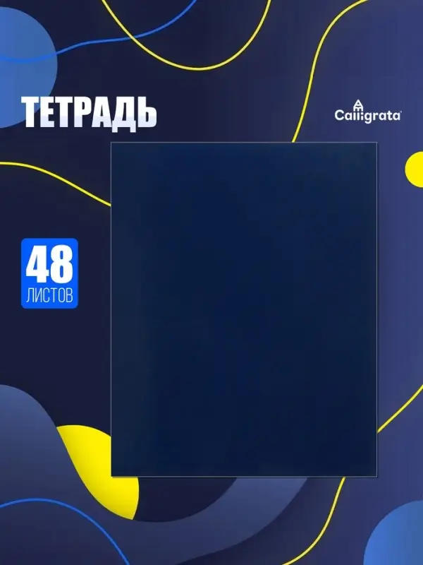 Тетрадь 48 листов в клетку, Calligrata, бумвинил, синий