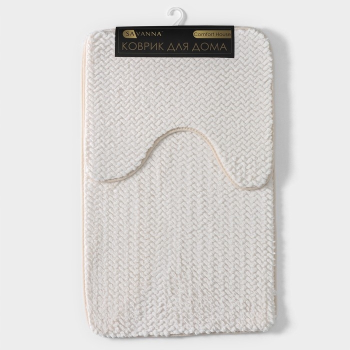 Коврики для ванной и туалета SAVANNA «Луи», 2 шт: 50×80 см, 40×50 см, цвет бежевый Коврики для ванной и туалета SAVANNA «Луи», 2 шт: 50×80 см, 40×50 см, цвет бежевый