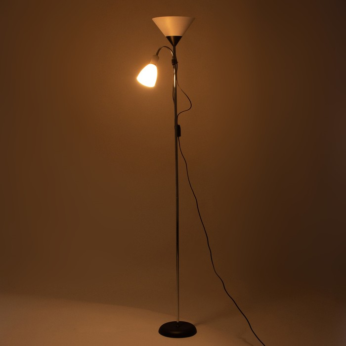 Торшер  Торшер "Тренд 2" 1х40Вт Е27+1хЕ27 40Вт серебристый 22х22х180 см.