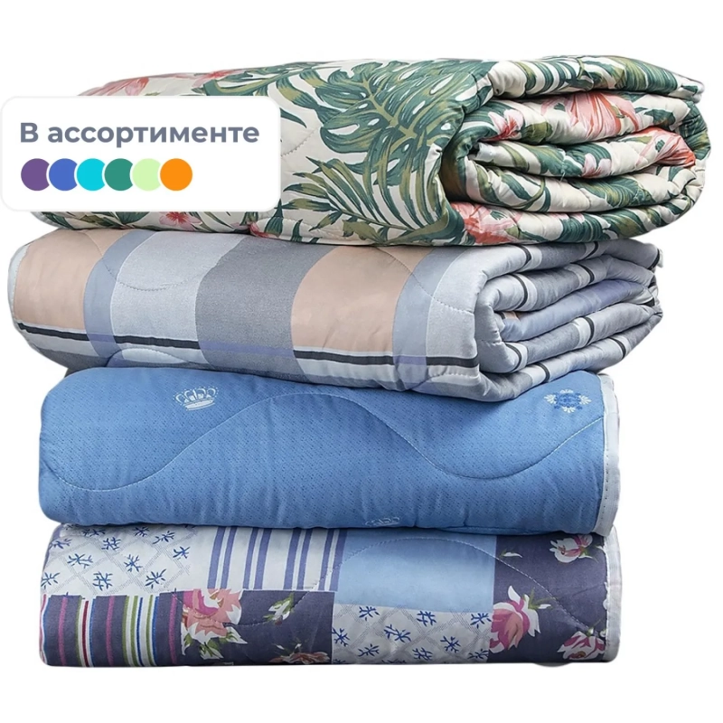 Одеяло 2сп (наполн.: ватин РВ 200г/м2; чехол: лавсан ПЭ 100%), ассорти