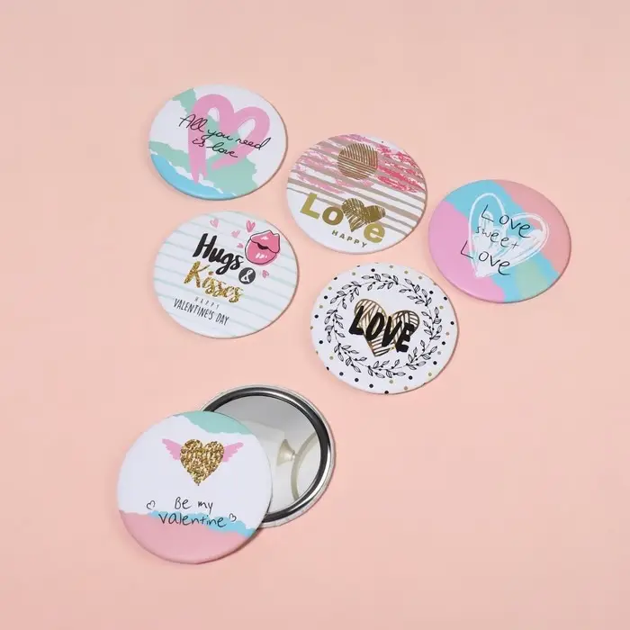 Зеркало карманное «Сердечки», d=7.5 см, рисунок МИКС Зеркало карманное «Сердечки», d=7.5 см, рисунок МИКС