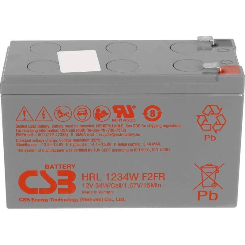 Батарея для ИБП CSB серия HRL, HRL1234W F2 FR CSB, 12В/8.5Ач