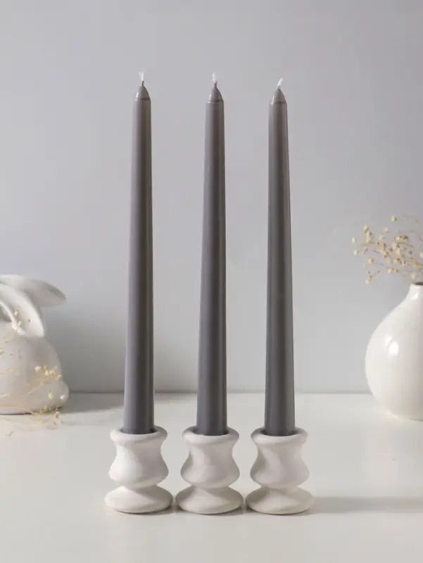 Набор свечей античных 25 см, 3 шт., 58 г, 7 ч, серый
