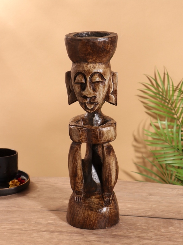 Подсвечник "Абориген" 10х10х36 см, дерево