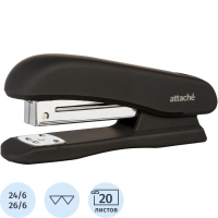 Степлер Attache Comfort до 20 лист, soft touch покрытие, черн, №24/6, 26/6
