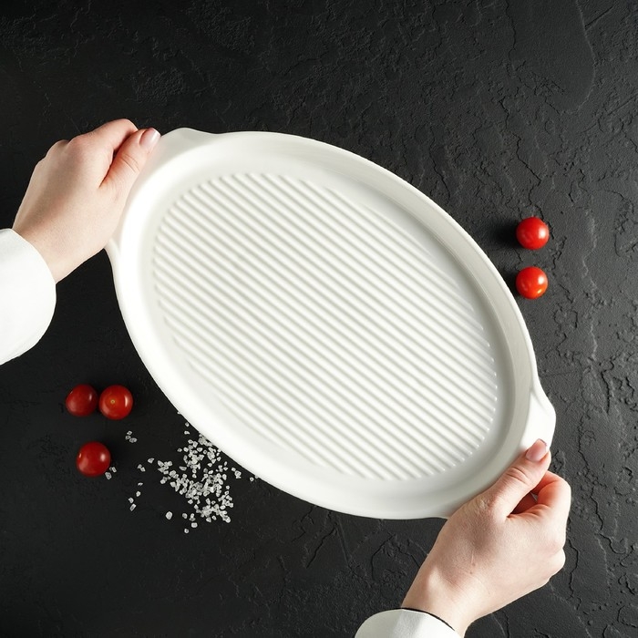 Блюдо фарфоровое для запекания Magistro «Бланш», 33×21×2,5 см, цвет белый Блюдо фарфоровое для запекания Magistro «Бланш», 33×21×2,5 см, цвет белый