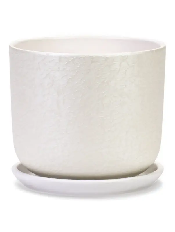 Горшок цветочный с поддоном 3 л, d18/h15,5 см белый керамика, Горшок цветочный с поддоном 3 л, d18/h15,5 см белый керамика, "Перл" (М)