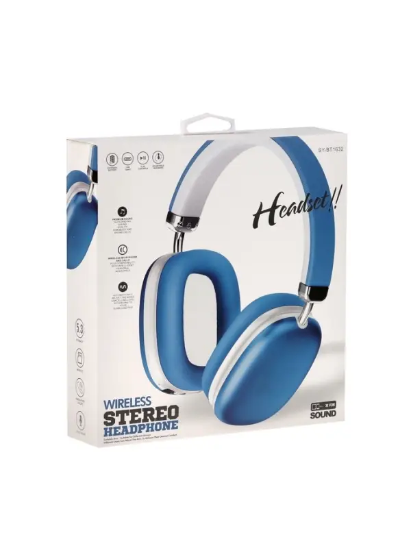 Наушники беспроводные, полноразмерные, RX-8, Bluetooth 5.3, с шумоподавлением, с микрофоном, AUX, 400 мАч, синие