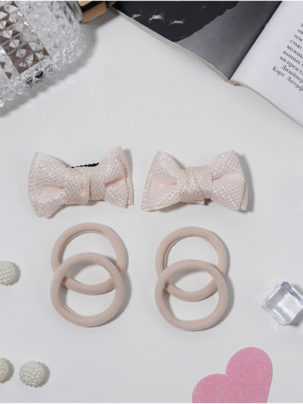 Набор для волос Набор для волос "Школьница галант" (4 резинки 3,5 см, 2 зажима 6 см) элит, бежевый