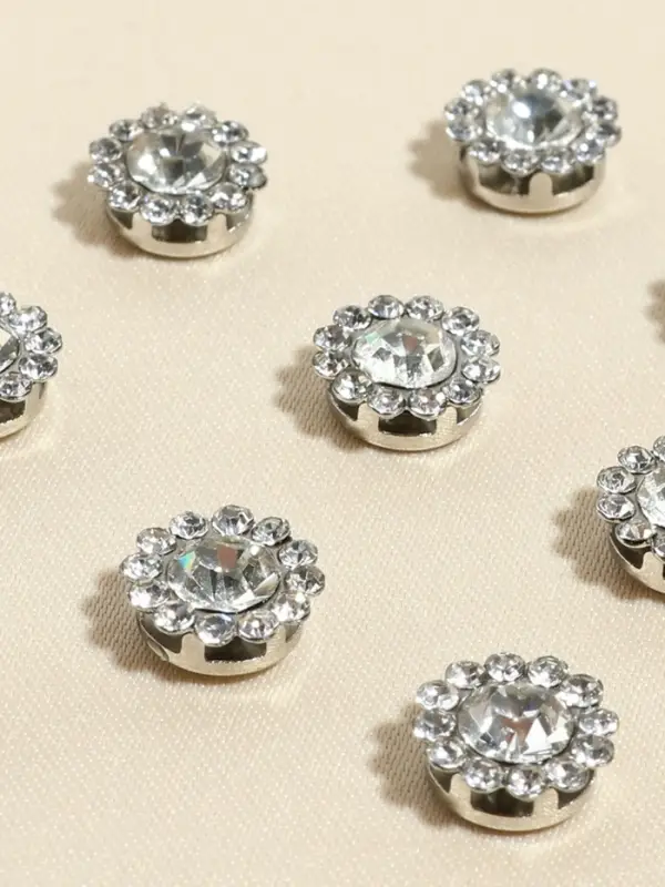 Набор кабошонов со стразами, пришивные, d=9.3 мм, 20 шт., цвет серебряный