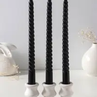 Набор свечей витых 25 см, 3 шт., 57 г, 5 ч, чёрный