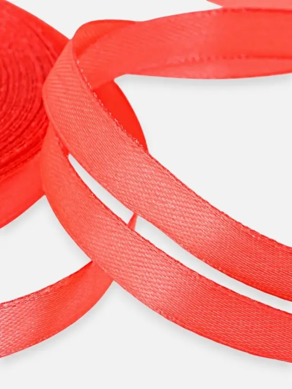 Лента атласная, 10 мм, 23&plusmn;1 м, коралловая №129