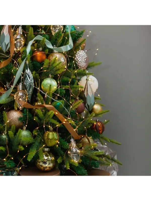 Гирлянда &laquo;Конский хвост&raquo; 10 нитей по 1 м, IP20, медная нить, 100 LED, 2 режима, от батареек АА&times;3, свечение тёплое белое