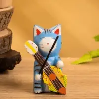 Сувенир «Кот с контрабасом», 4×5×8 см, дерево, МИКС