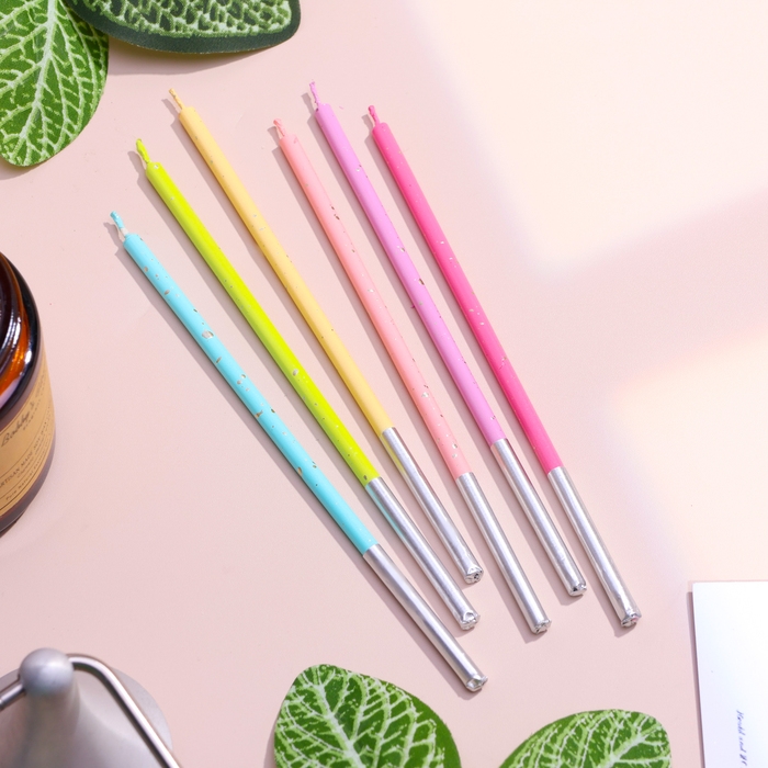 Набор свечей в торт, 6 штук  Набор свечей в торт, 6 штук "Исполнение желаний", 15 см, разноцветный