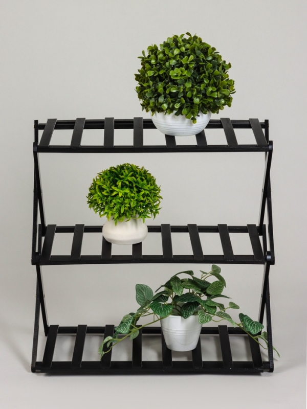 Подставка для цветов Greengo, 3 полки, 50 × 25 × 46 см, напольная, бамбук, чёрная Подставка для цветов Greengo, 3 полки, 50 × 25 × 46 см, напольная, бамбук, чёрная