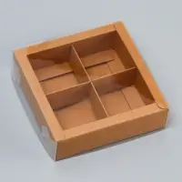 Коробка для 4 конфет, 12.5×12.5×3.5 см