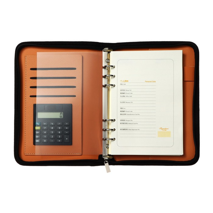 Органайзер на кольцах А5, 96 листов в линейку, на молнии с 3-х сторон, кожзам, с калькулятором, МИКС Органайзер на кольцах А5, 96 листов в линейку, на молнии с 3-х сторон, кожзам, с калькулятором, МИКС