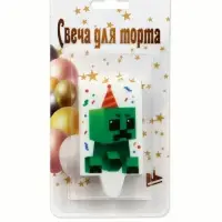 Свеча в торт "С Днем Рождения!", Майнкрафт. 4,5х8,4 см Свеча в торт "С Днем Рождения!", Майнкрафт. 4,5х8,4 см