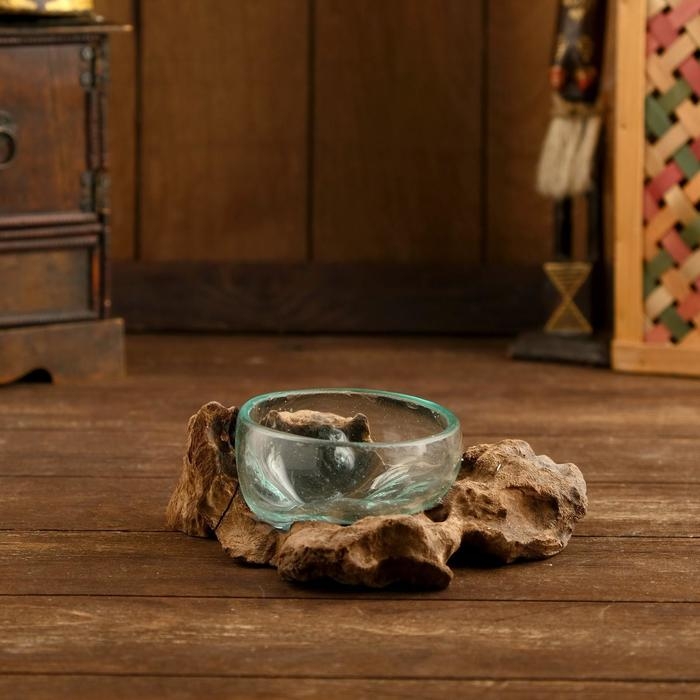 Вазон стекло на коряге  Вазон стекло на коряге "Блюдо" 15х15х8 см