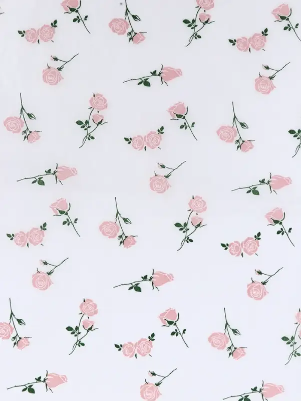 Бумага упаковочная тишью, «Садовые розы», белый, 50 см × 70 см 17 грамм