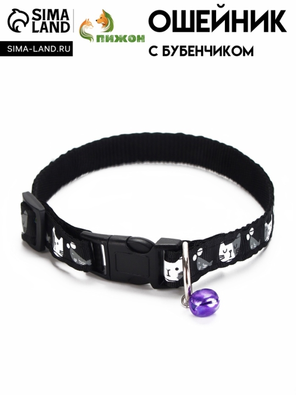 Ошейник Ошейник "Котята", 40 х 1,5 см, черный