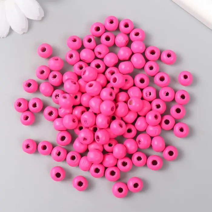 Бусины для творчества дерево "Бронзовый персик" d-0,8 см, набор 20 гр