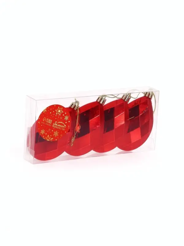 Ёлочные игрушки набор 4 шт. &laquo;Капелька элит галант&raquo;, 7.5&times;5 см, красные