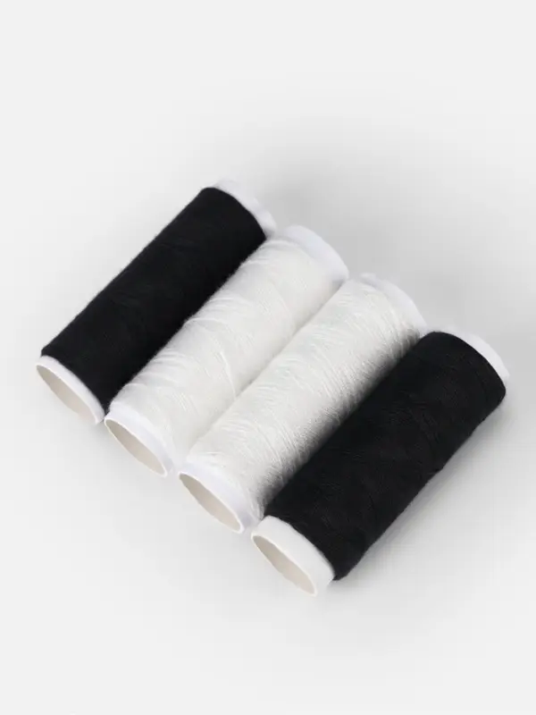 Набор ниток &laquo;Домино&raquo;, 40S/2, 46 м, 4 шт., белый, чёрный