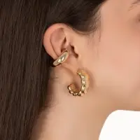 Серьги и каффы QF &laquo;Плетённый бублик&raquo;, набор, цвет золото