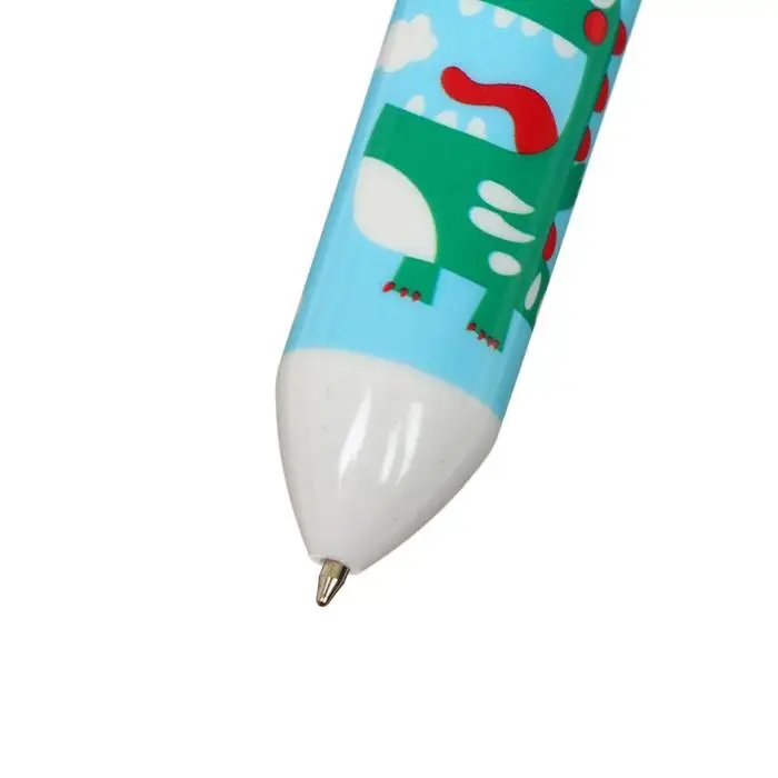 Ручка шариковая автоматическая 10-ти цветная, Ручка шариковая автоматическая 10-ти цветная, "Динозавр", цвет синий, в пакете