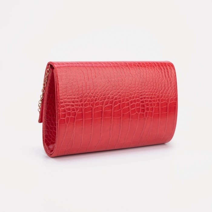 Сумка-клатч, отдел на клапане, цвет красный