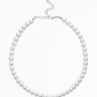 Чокеры из бусин &laquo;Сияние жемчуга&raquo;, 3 шт. бусины №14.10, 8, L=43 см, белый в серебре