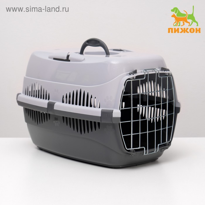Переноска для животных до 12 кг  Переноска для животных до 12 кг "Пижон" 49х33х32см, металлическая дверь, серая