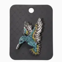 Брошь "Калибри", цветная в чернёном серебре