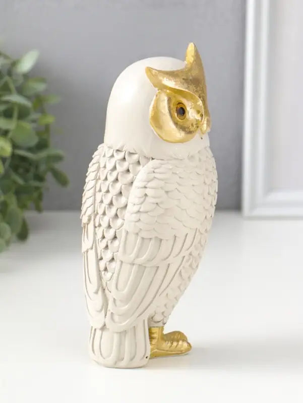 Сувенир полистоун "Серый филин" с золотом 7х7х17,5 см