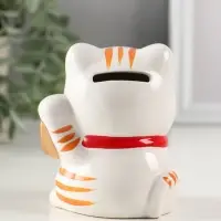 Копилка керамика "Манэки-нэко - иероглиф удача" оранж 7,2х8,3х10 см Копилка керамика "Манэки-нэко - иероглиф удача" оранж 7,2х8,3х10 см