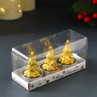 Набор свечей новогодних &laquo;Ёлка золотая&raquo;, 3 шт., 4&times;6 см