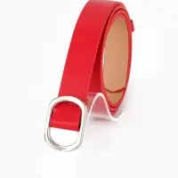 Ремень жен, 04-01-02-07, 2,5*0,3*110 см, без винта, пряжка серебро, затяжка, красный