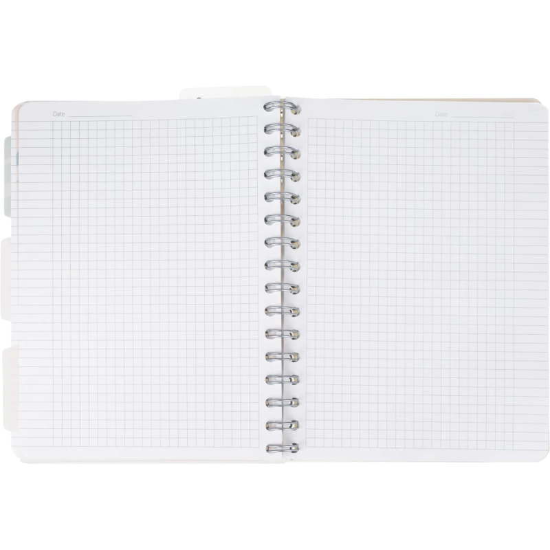 Бизнес-тетрадь 120л,клетка,А5 Flora 2,пласт.обл,серебр.спир,3раздел,линейка