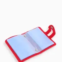 Визитница на кнопке, 24 карты, однотонная, красная